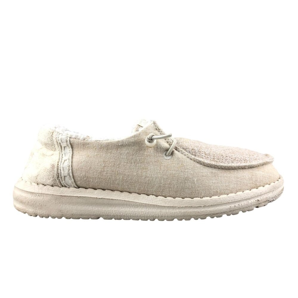 Hey Dude Women's Size 7 Wendy Brushed Cozy Ivory Cream Slip On Casual Shoes